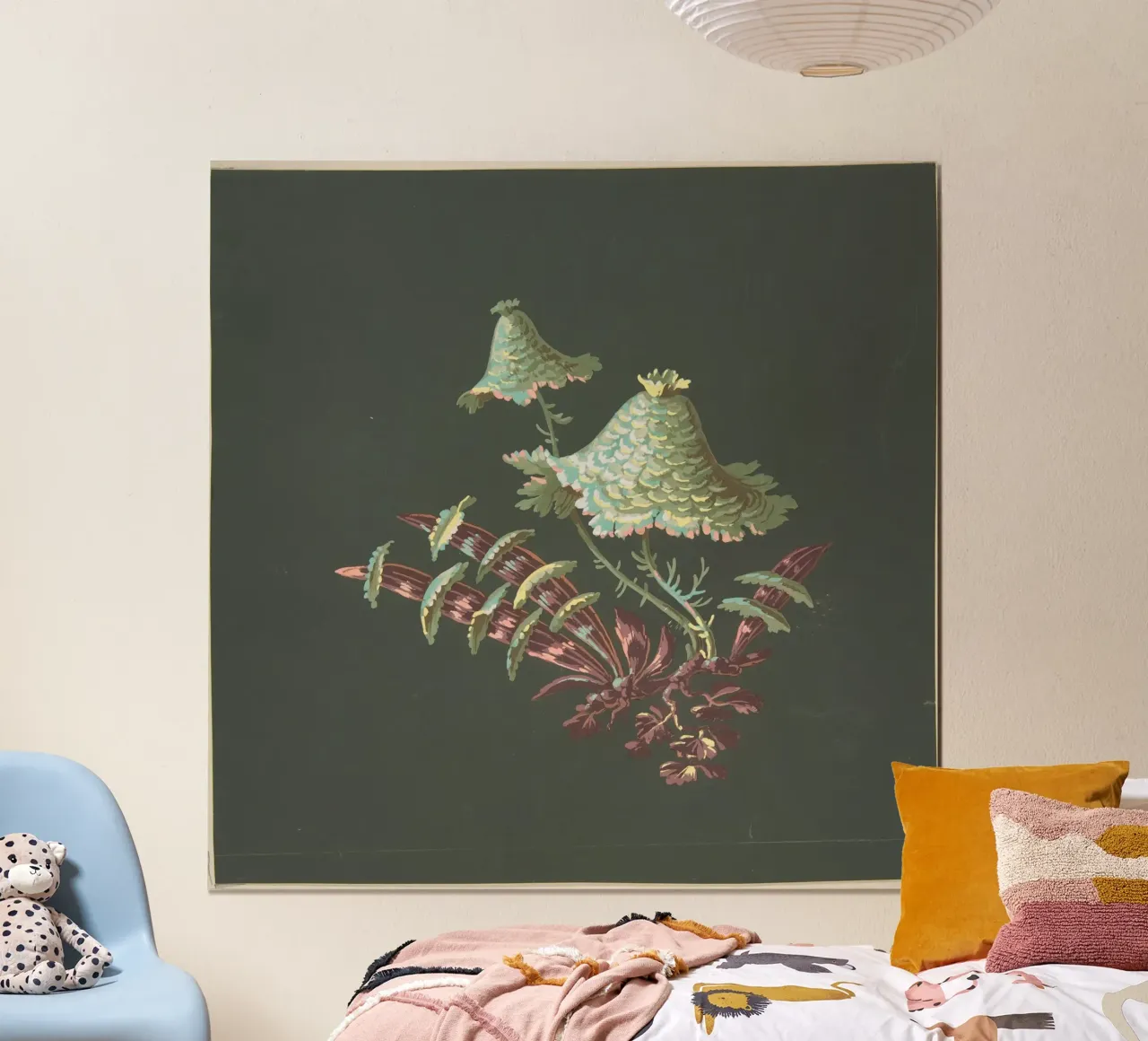 Two Hat-Shaped Chinoiserie Flowers with Fanciful carta hahnemühle da vintageshop