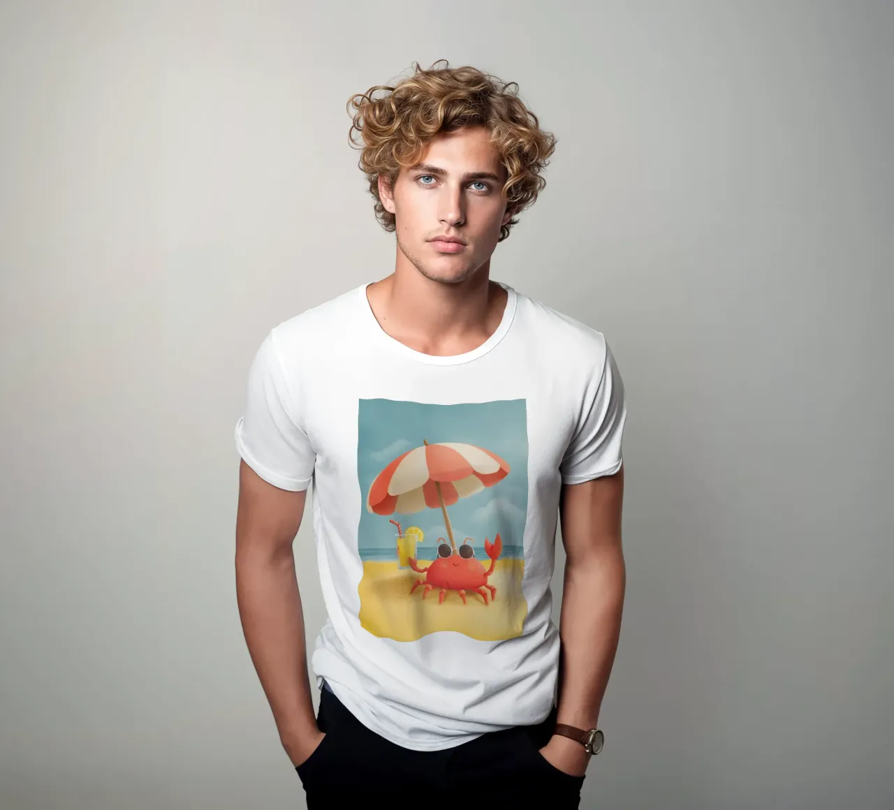 Cool Crab at the Beach t-shirt da Kiara