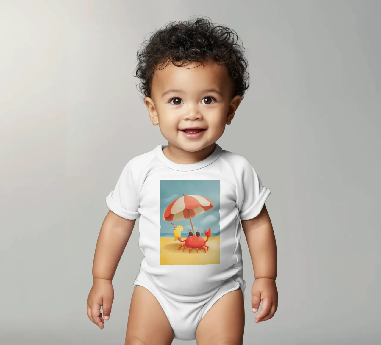 Cool Crab at the Beach Kurzarm Babybody von Kiara