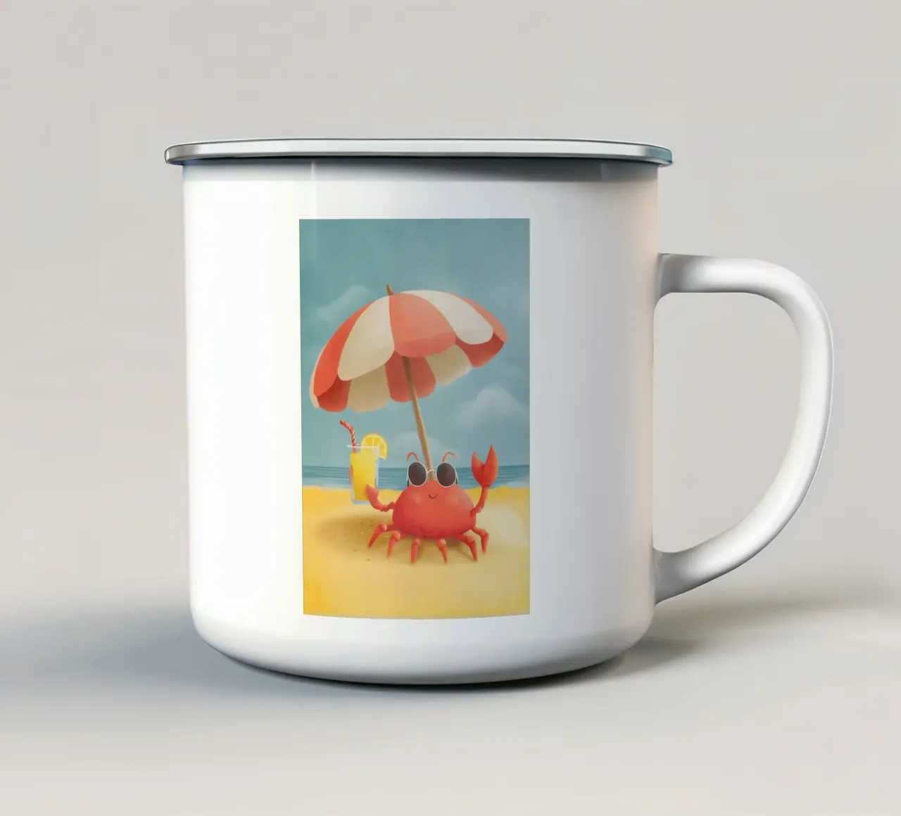 Cool Crab at the Beach emaille mok van Kiara