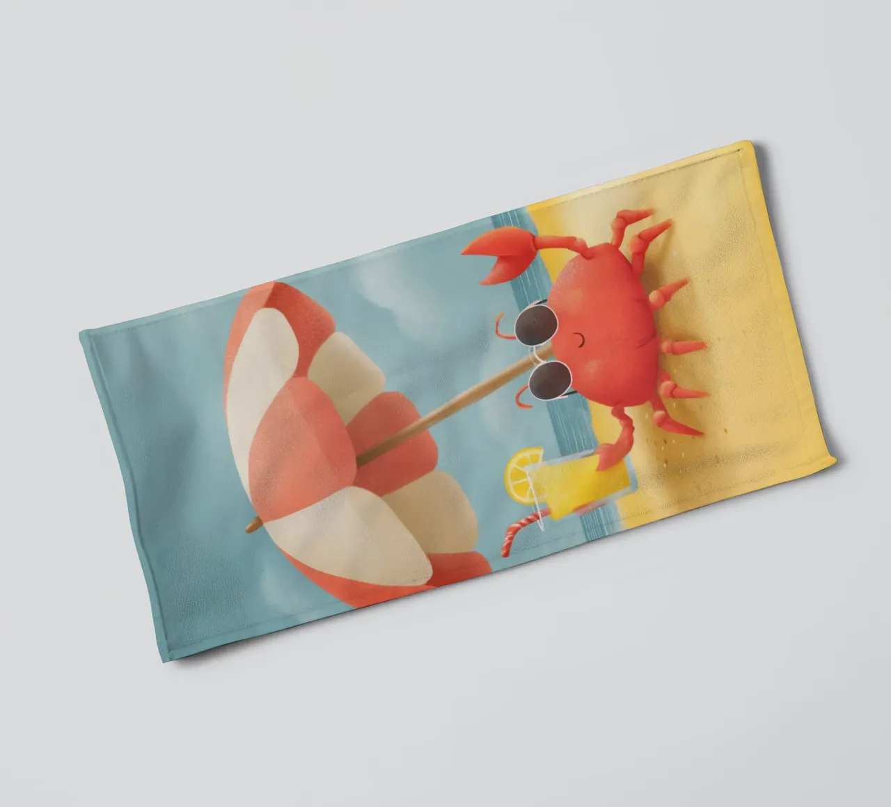 Cool Crab at the Beach towel by Kiara