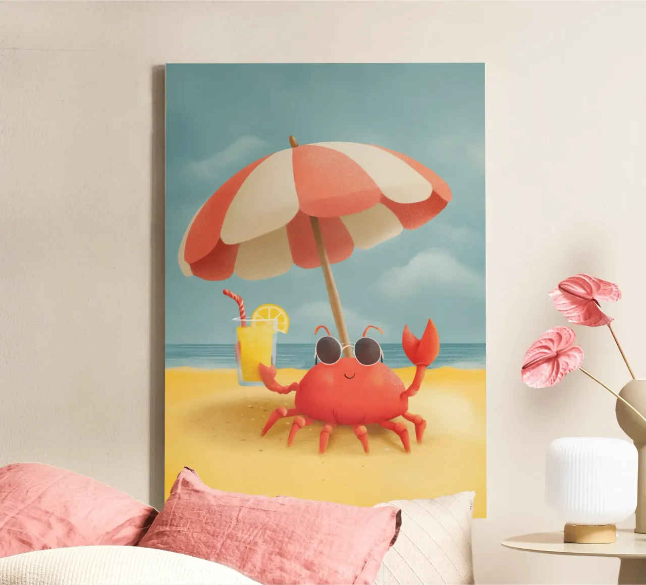 Cool Crab at the Beach tela con Cornice a cassetta da Kiara