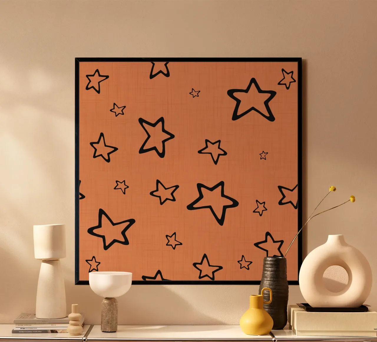 Peach Star Scatter - Modello gotico punk per Halloween poster con telaio in alluminio da susanacosta
