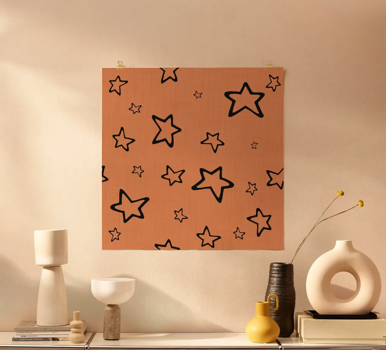 Peach Star Scatter - Modello gotico punk per Halloween poster con telaio in alluminio da susanacosta
