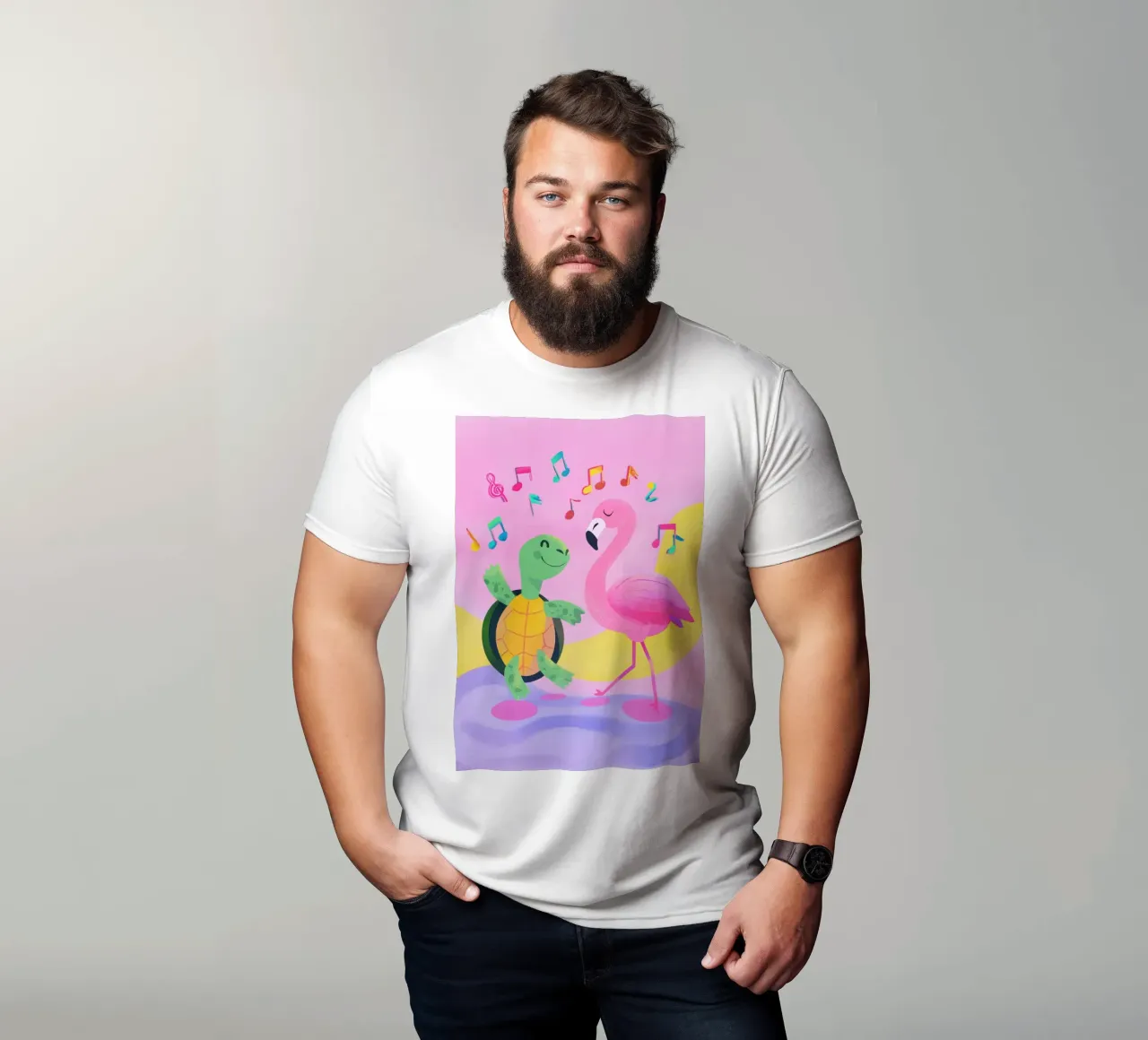 Dancing Turtle & Flamingo t-shirt da Kiara
