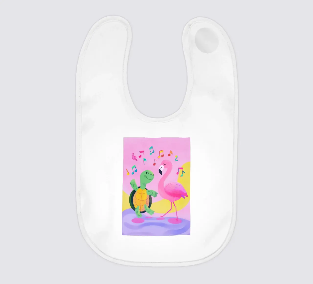 Dancing Turtle & Flamingo babero de Kiara