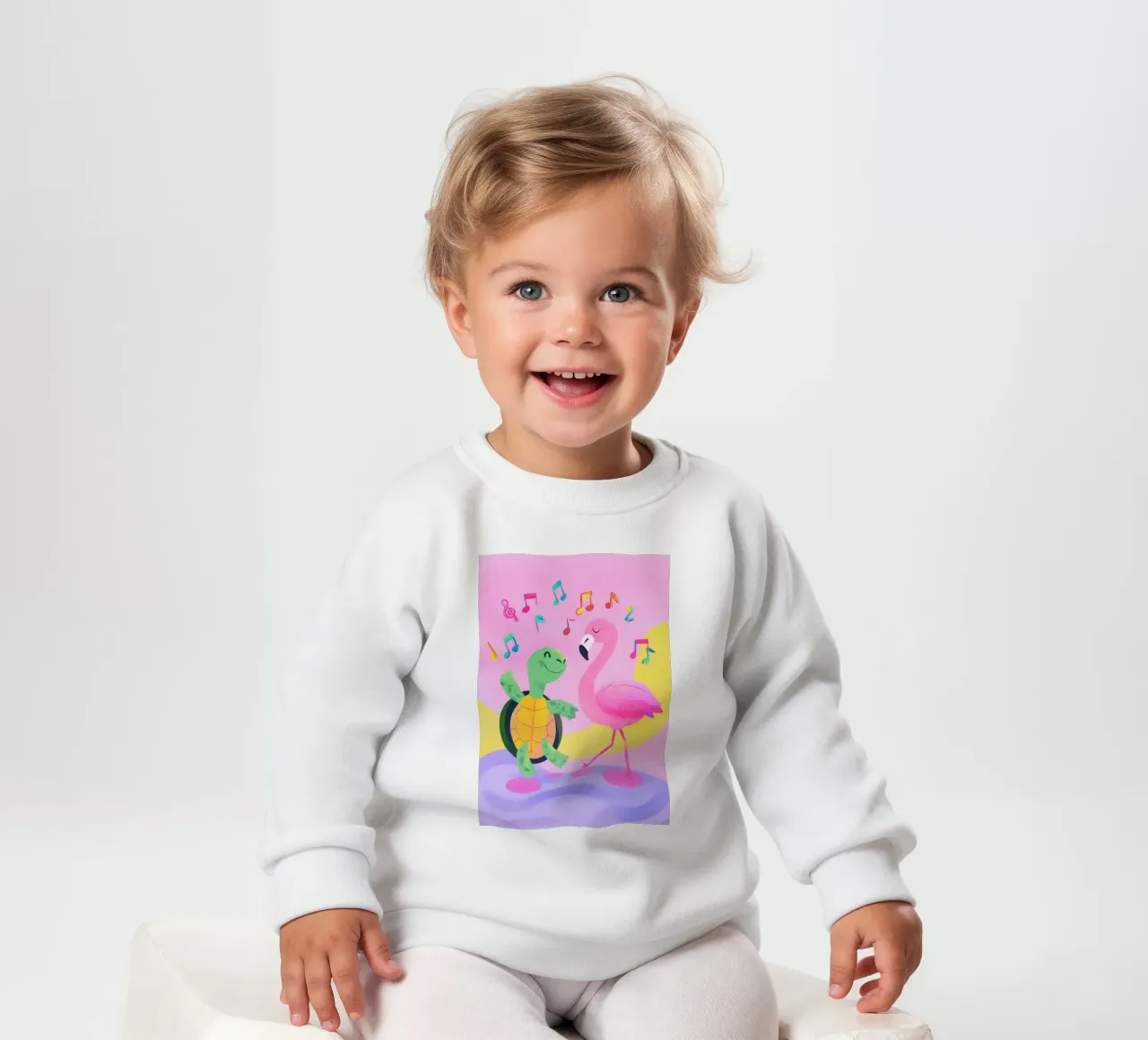 Dancing Turtle & Flamingo felpa neonato da Kiara