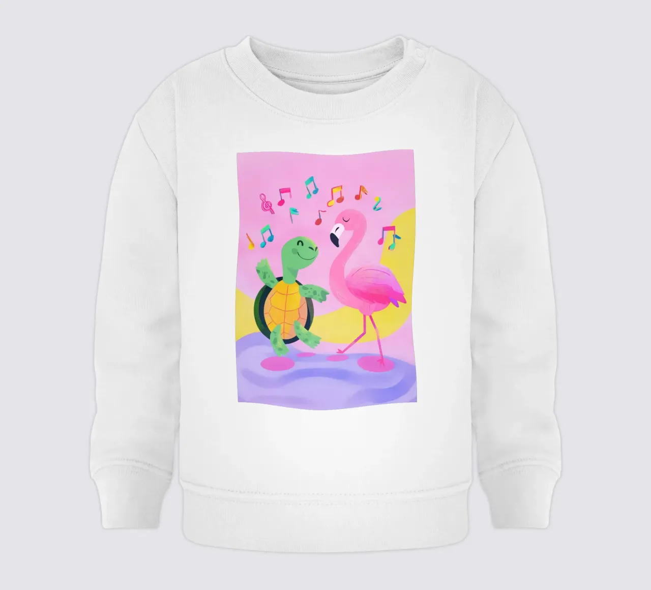 Dancing Turtle & Flamingo felpa neonato da Kiara