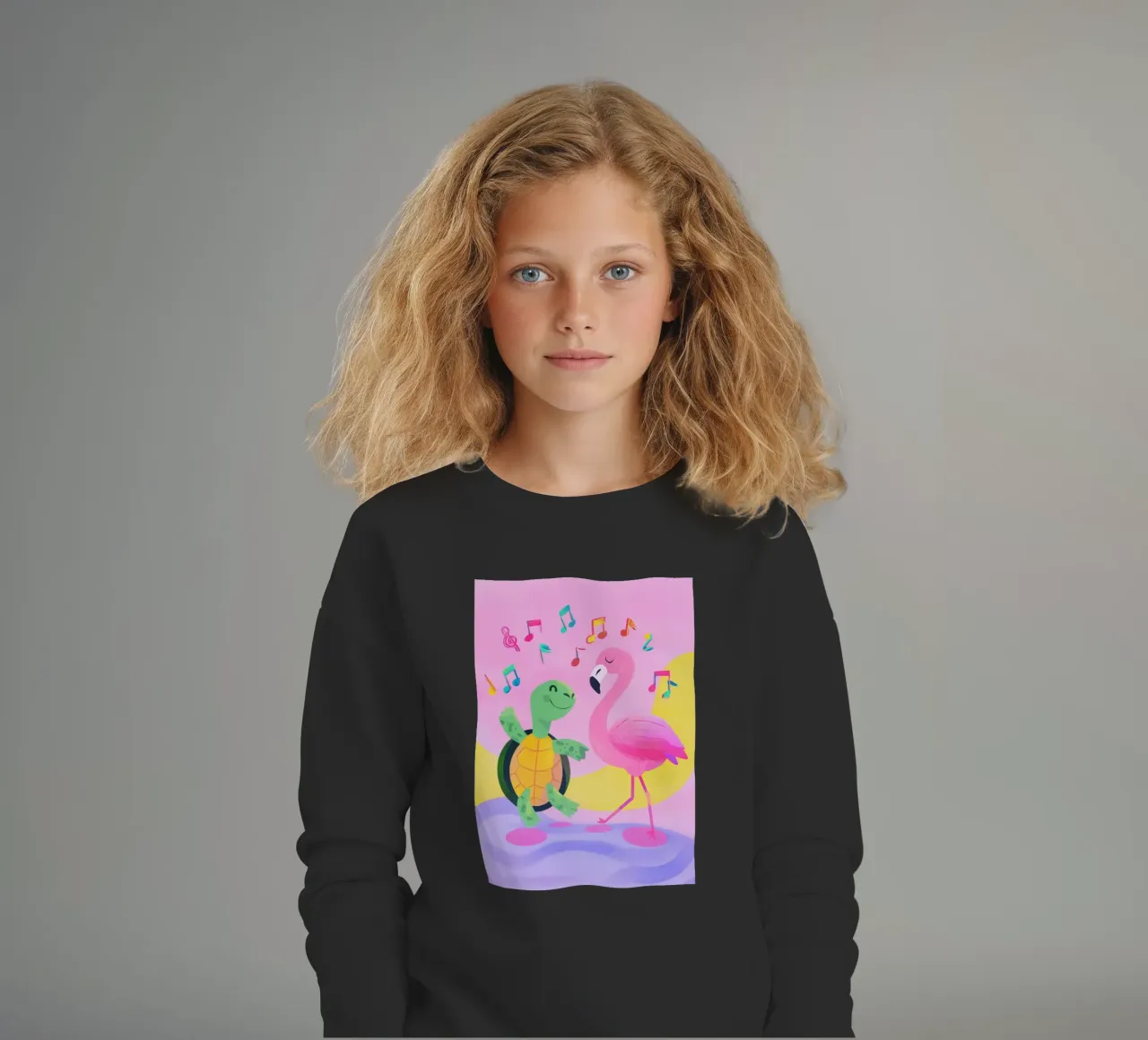 Dancing Turtle & Flamingo felpa bambino da Kiara