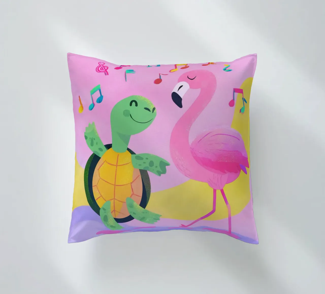 Dancing Turtle & Flamingo cuscino da Kiara