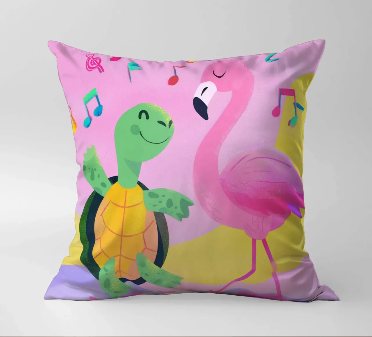 Dancing Turtle & Flamingo cuscino da Kiara