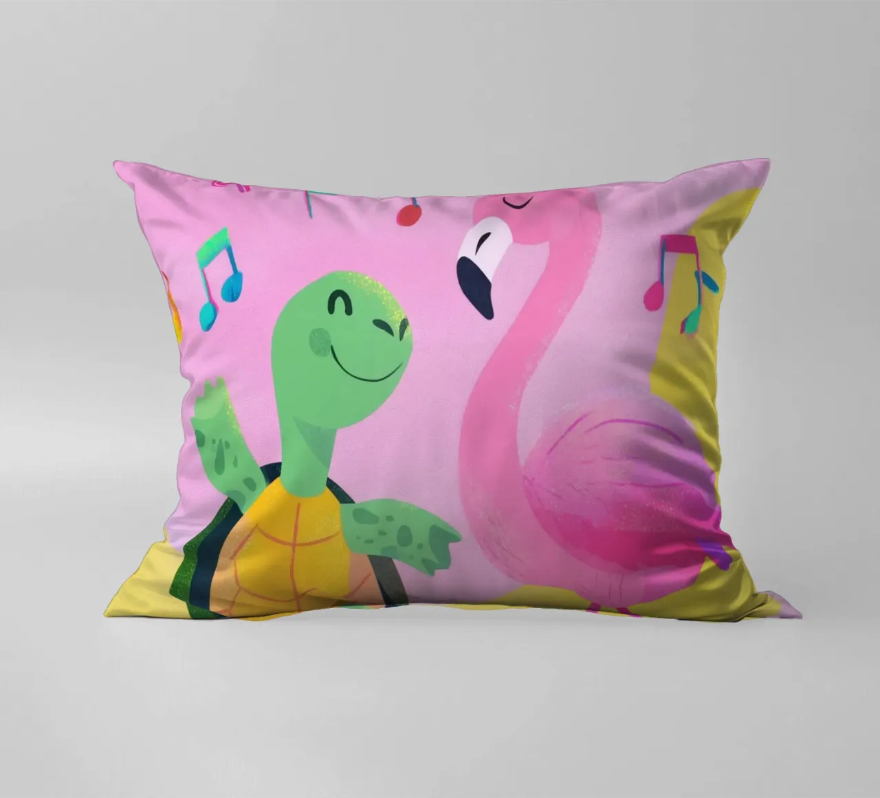 Dancing Turtle & Flamingo cuscino da Kiara