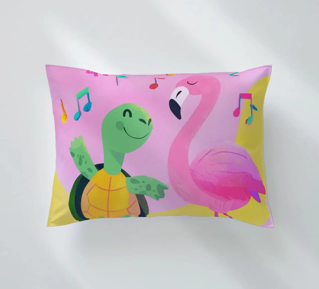 Dancing Turtle & Flamingo cuscino da Kiara