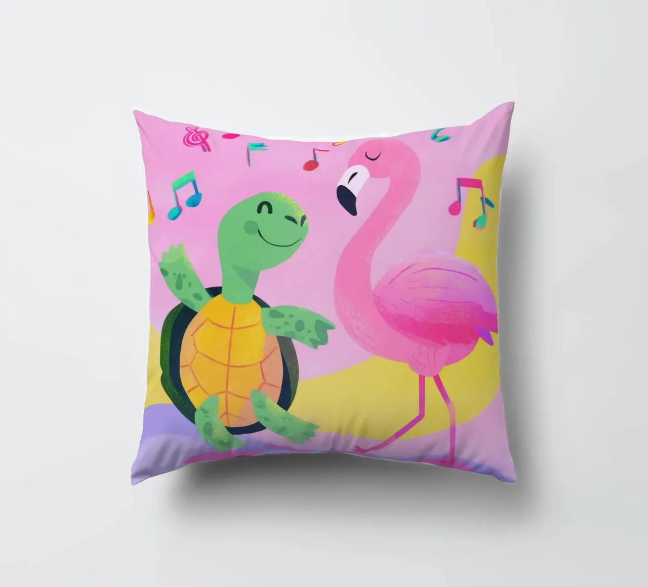 Dancing Turtle & Flamingo cuscino da Kiara