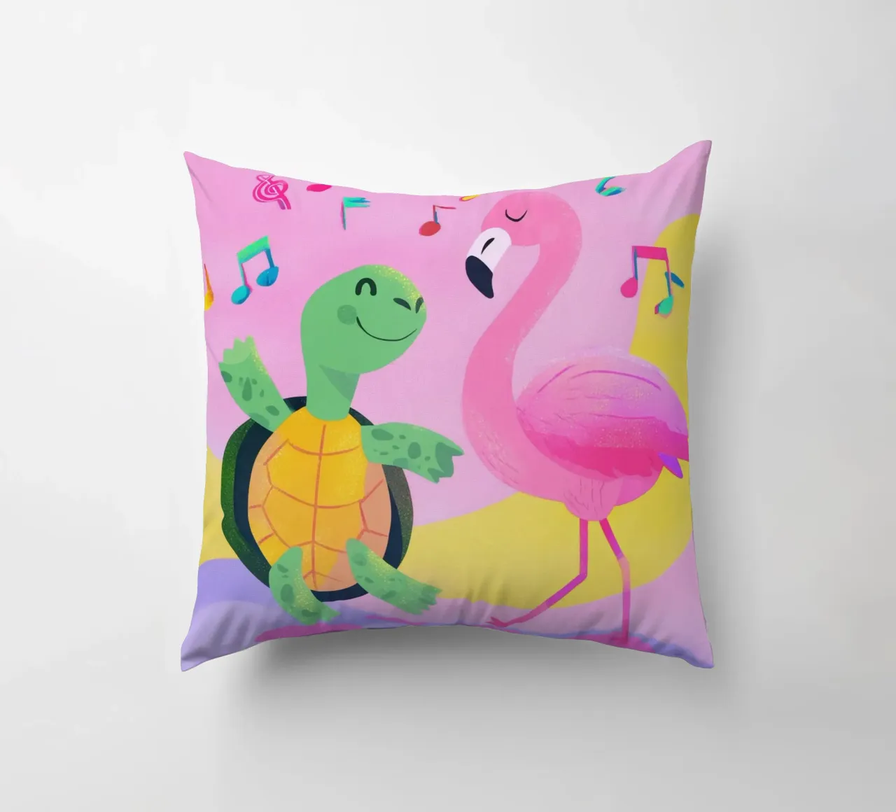 Dancing Turtle & Flamingo cuscino da Kiara