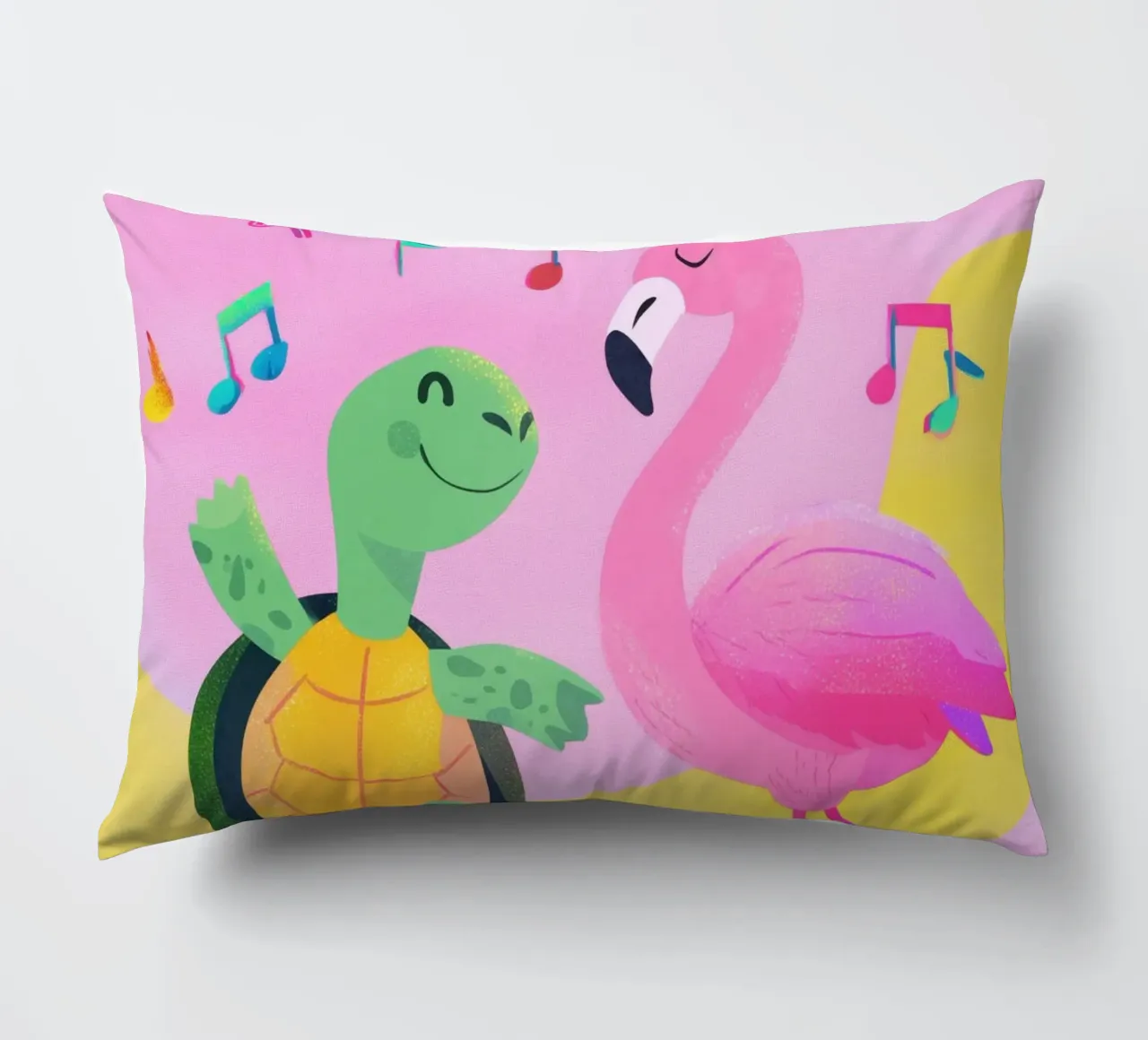 Dancing Turtle & Flamingo cuscino da Kiara