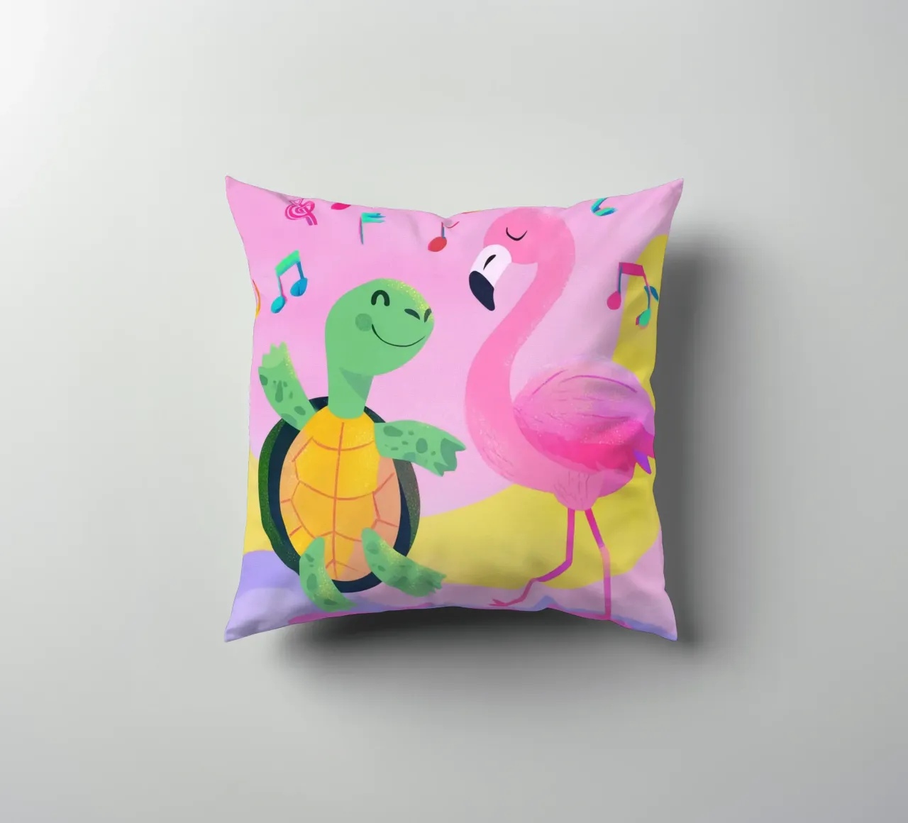 Dancing Turtle & Flamingo cuscino da Kiara