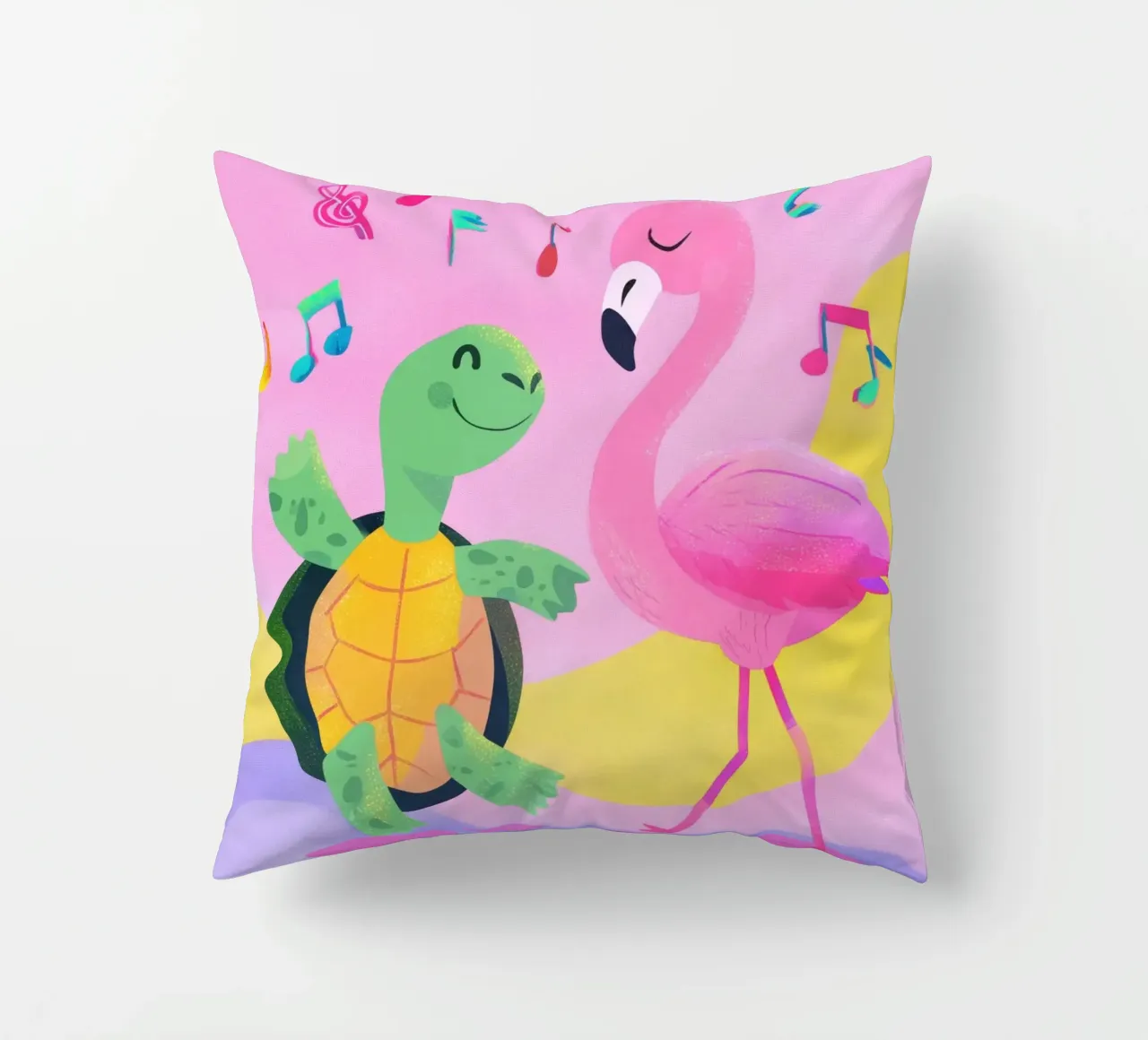 Dancing Turtle & Flamingo cuscino da Kiara
