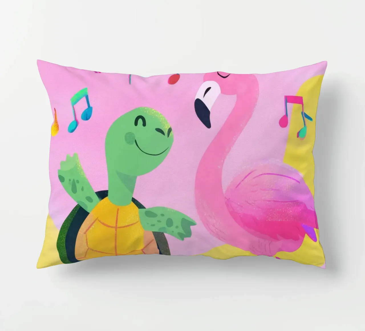 Dancing Turtle & Flamingo cuscino da Kiara