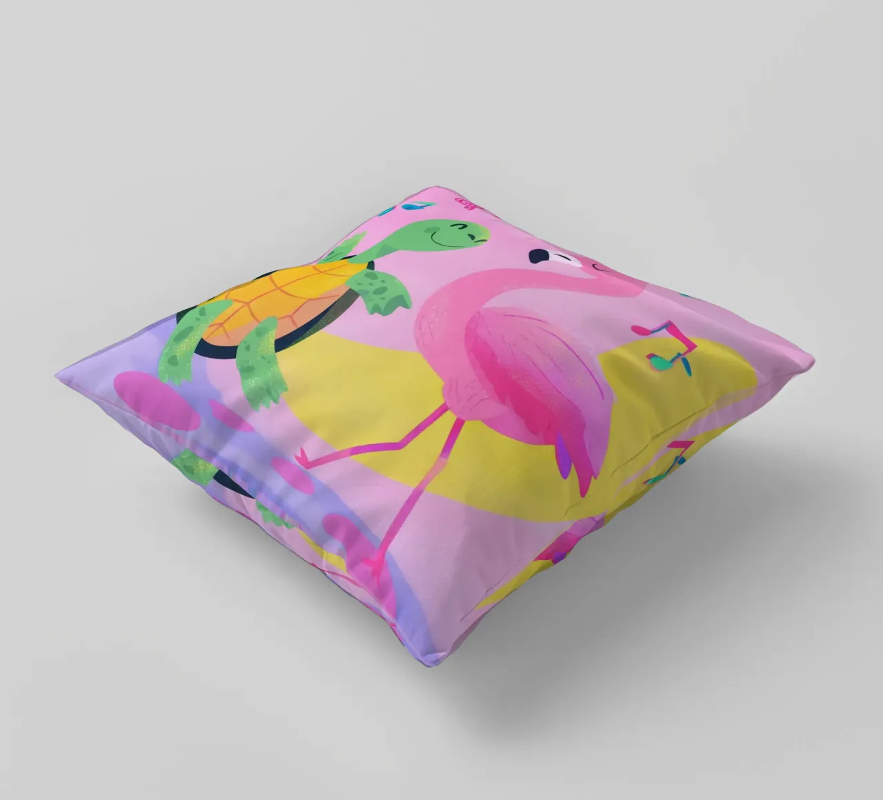 Dancing Turtle & Flamingo cuscino da Kiara