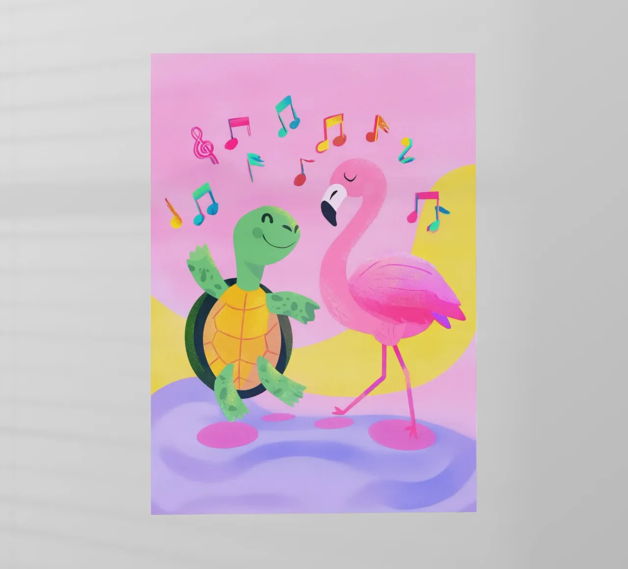 Dancing Turtle & Flamingo pellicola backlit da Kiara