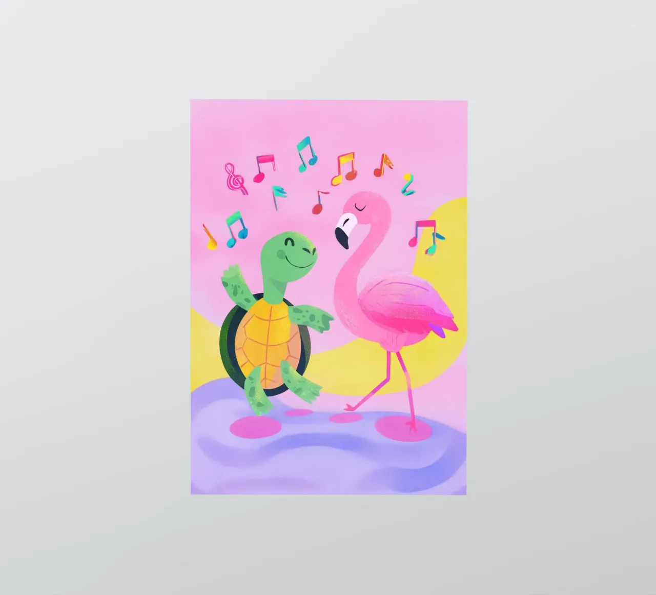 Dancing Turtle & Flamingo adesivo da Kiara