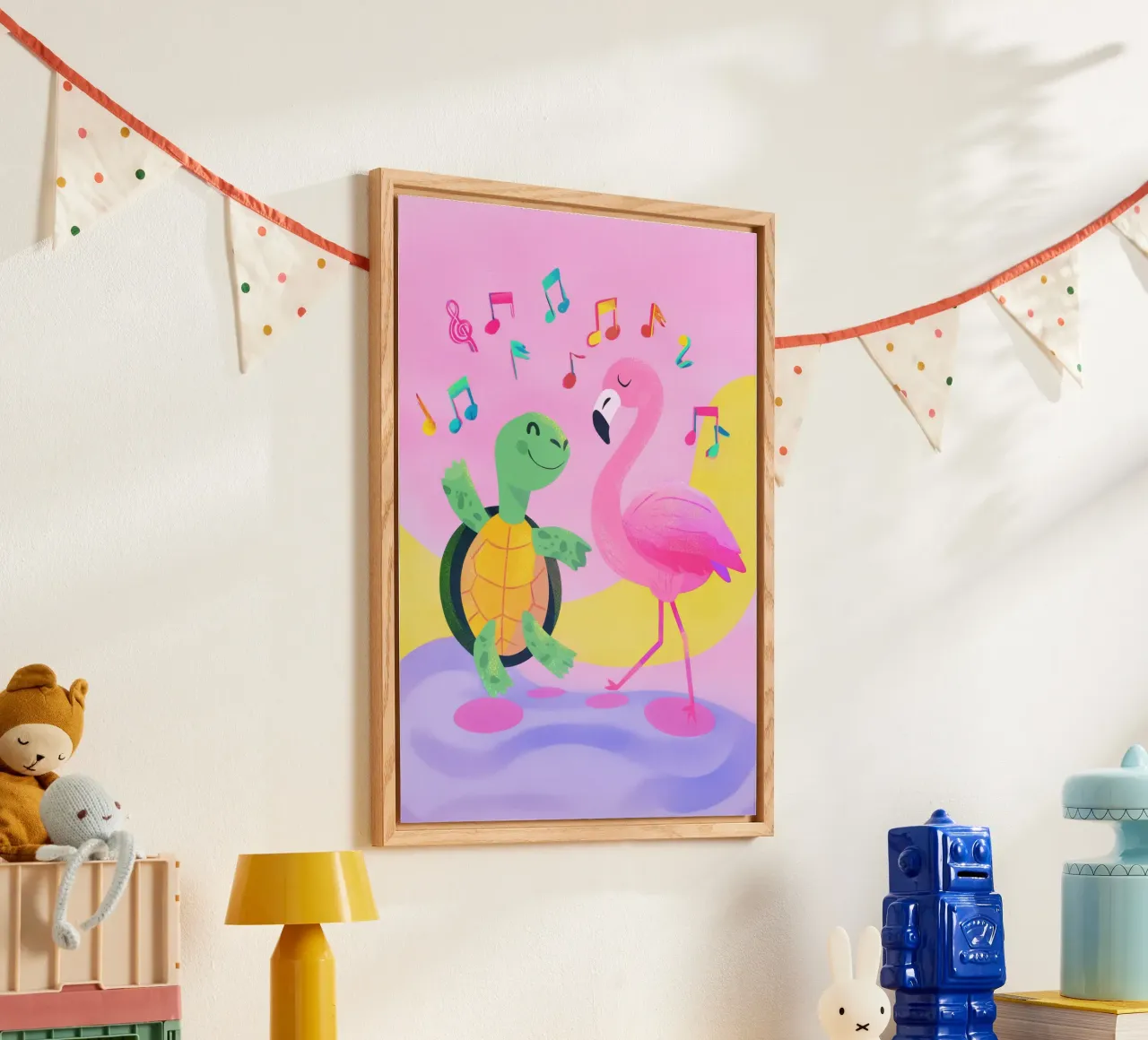 Dancing Turtle & Flamingo metacrilato de Kiara