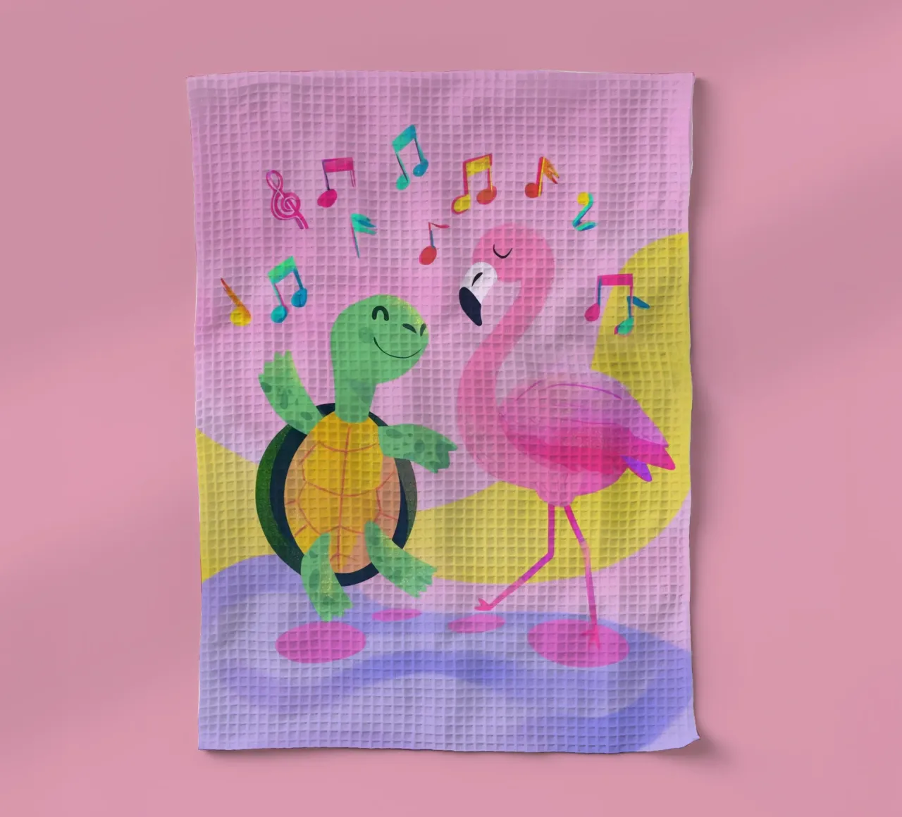 Dancing Turtle & Flamingo torchon de Kiara