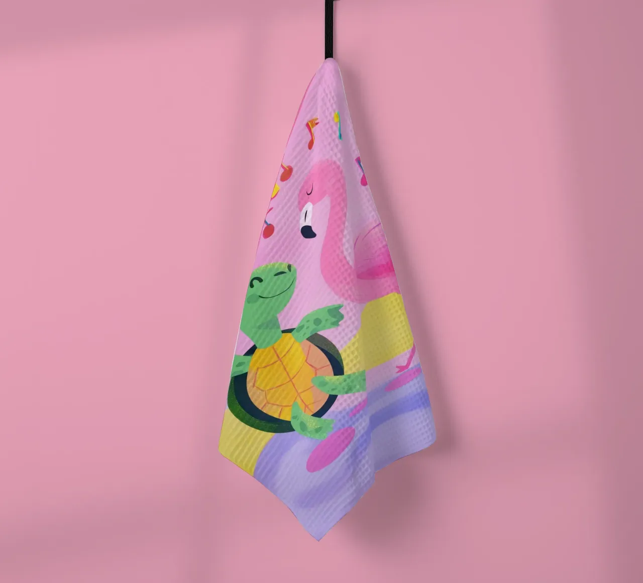 Dancing Turtle & Flamingo canovaccio da cucina da Kiara