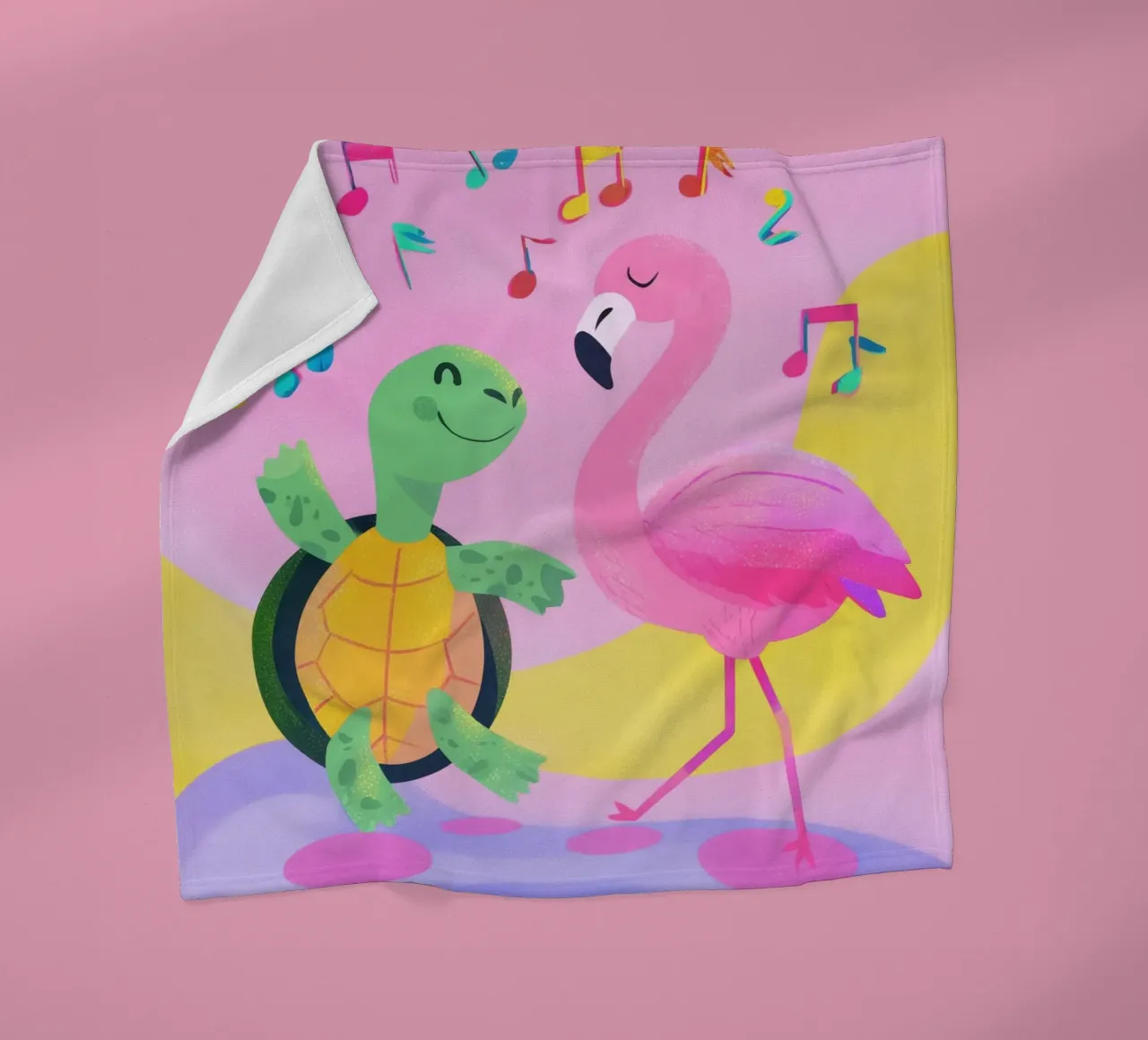 Dancing Turtle & Flamingo coperta in pile da Kiara