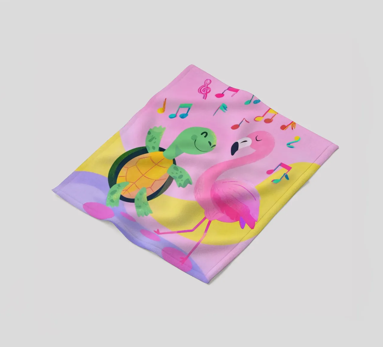 Dancing Turtle & Flamingo coperta in pile da Kiara