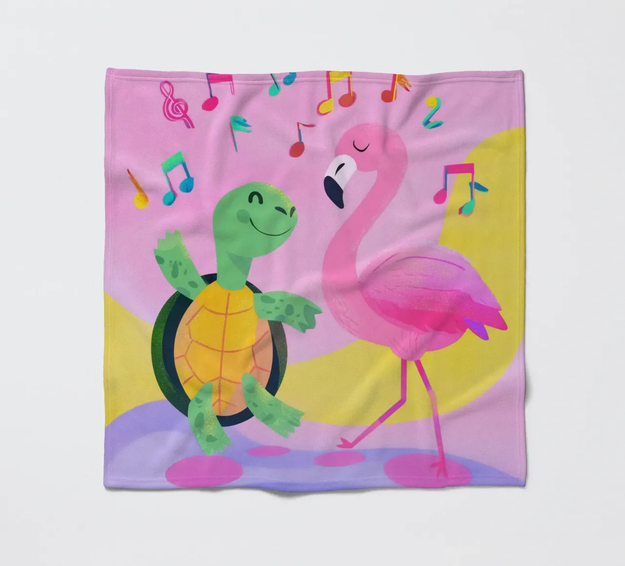 Dancing Turtle & Flamingo coperta in pile da Kiara