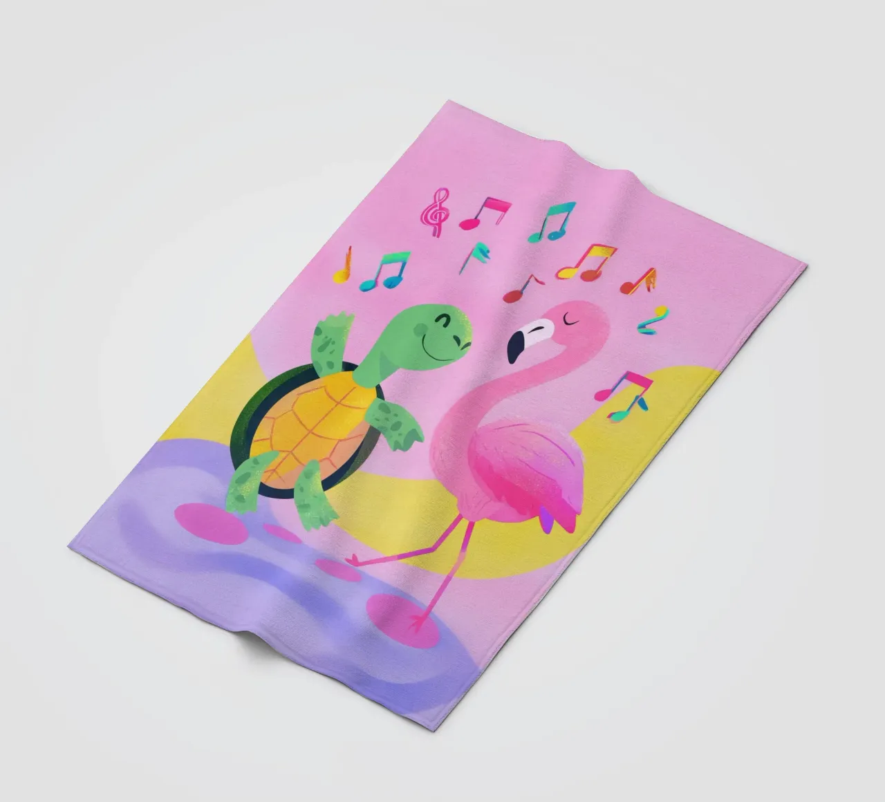 Dancing Turtle & Flamingo coperta in pile da Kiara