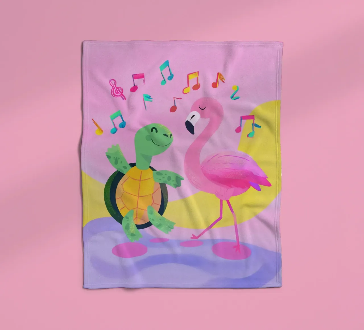 Dancing Turtle & Flamingo coperta in pile da Kiara