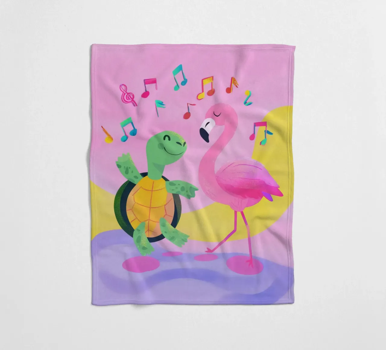 Dancing Turtle & Flamingo coperta in pile da Kiara