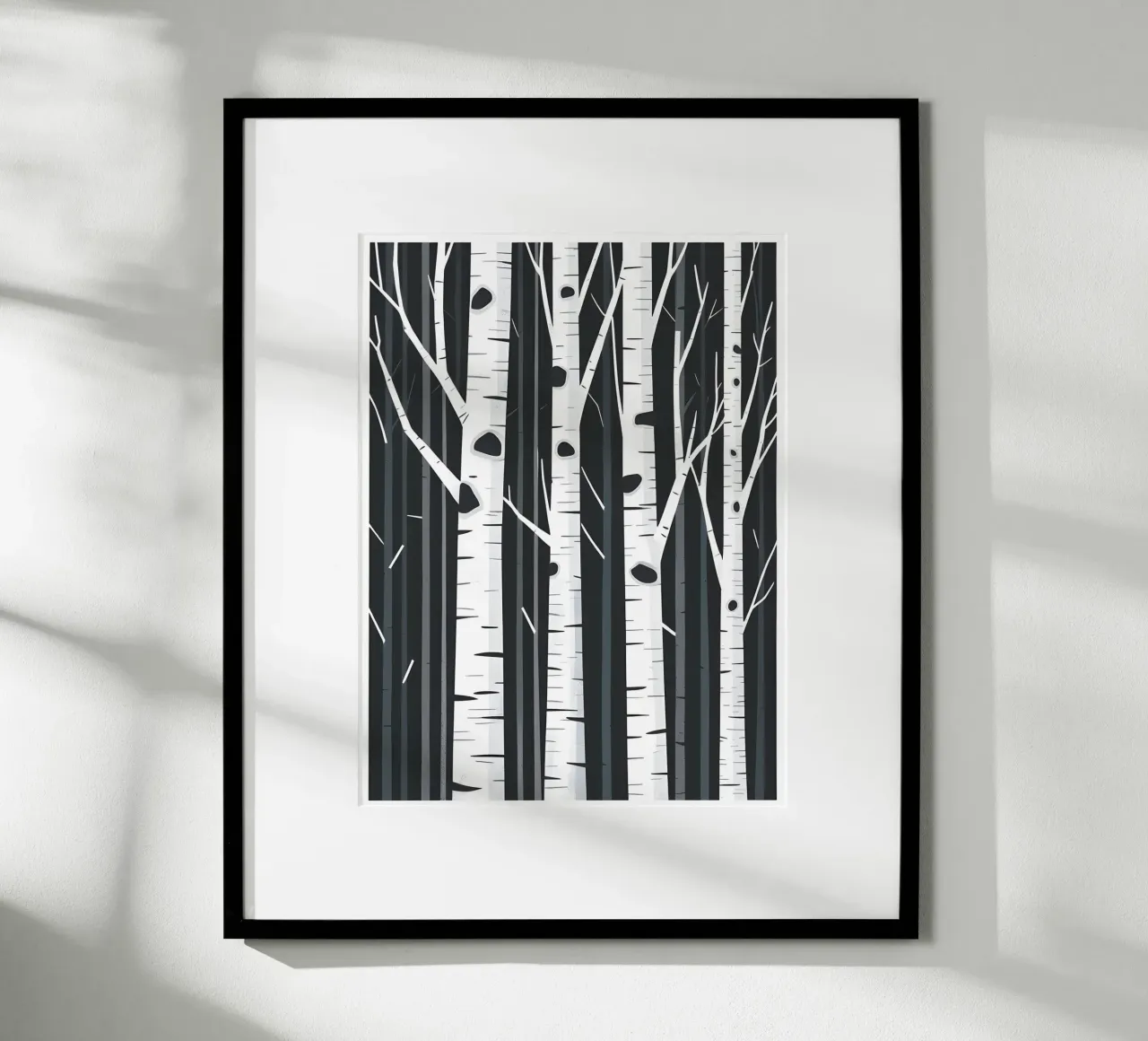 Tronchi di betulla poster con telaio in legno da The Green Room
