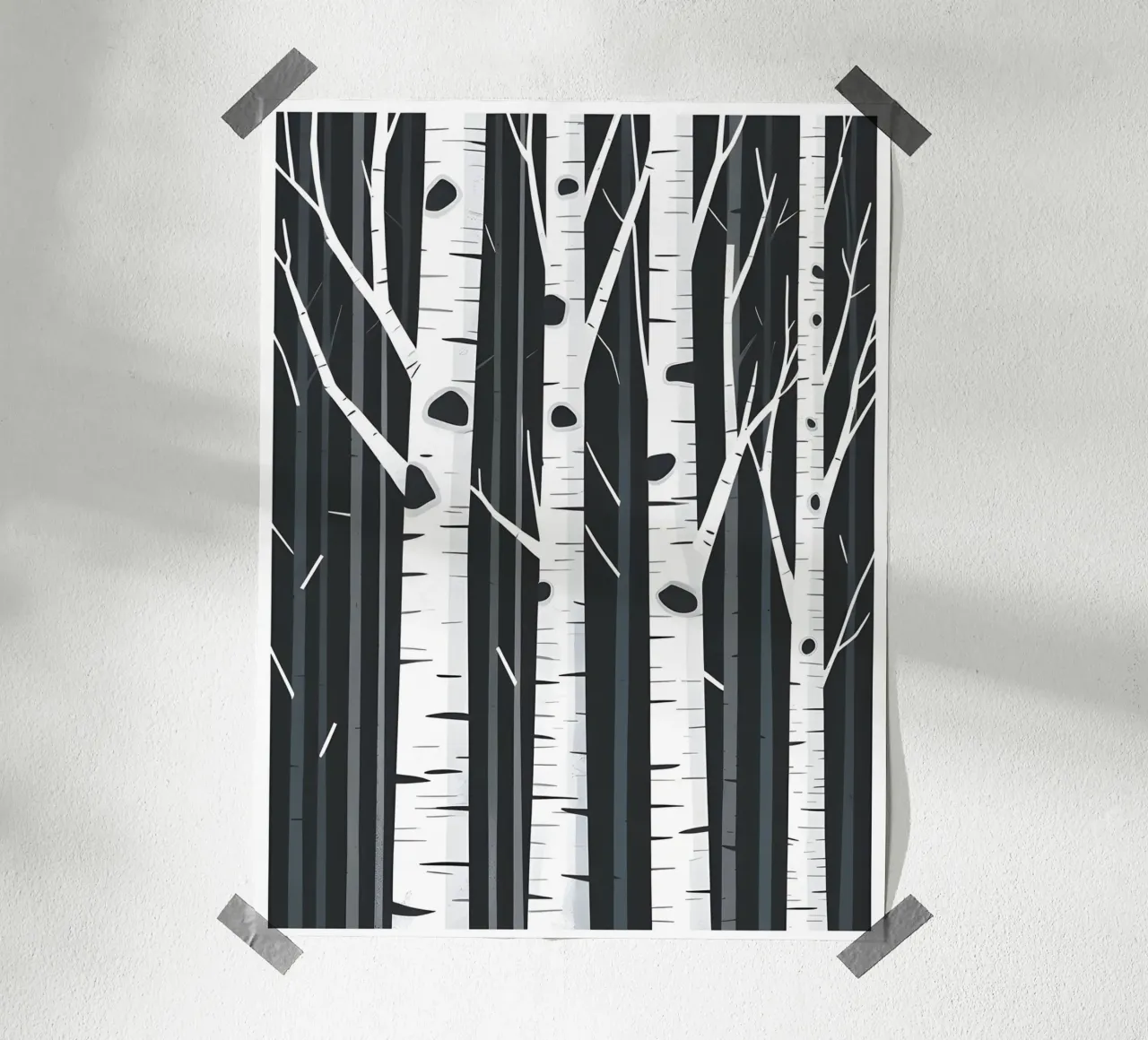 Tronchi di betulla poster con telaio in legno da The Green Room