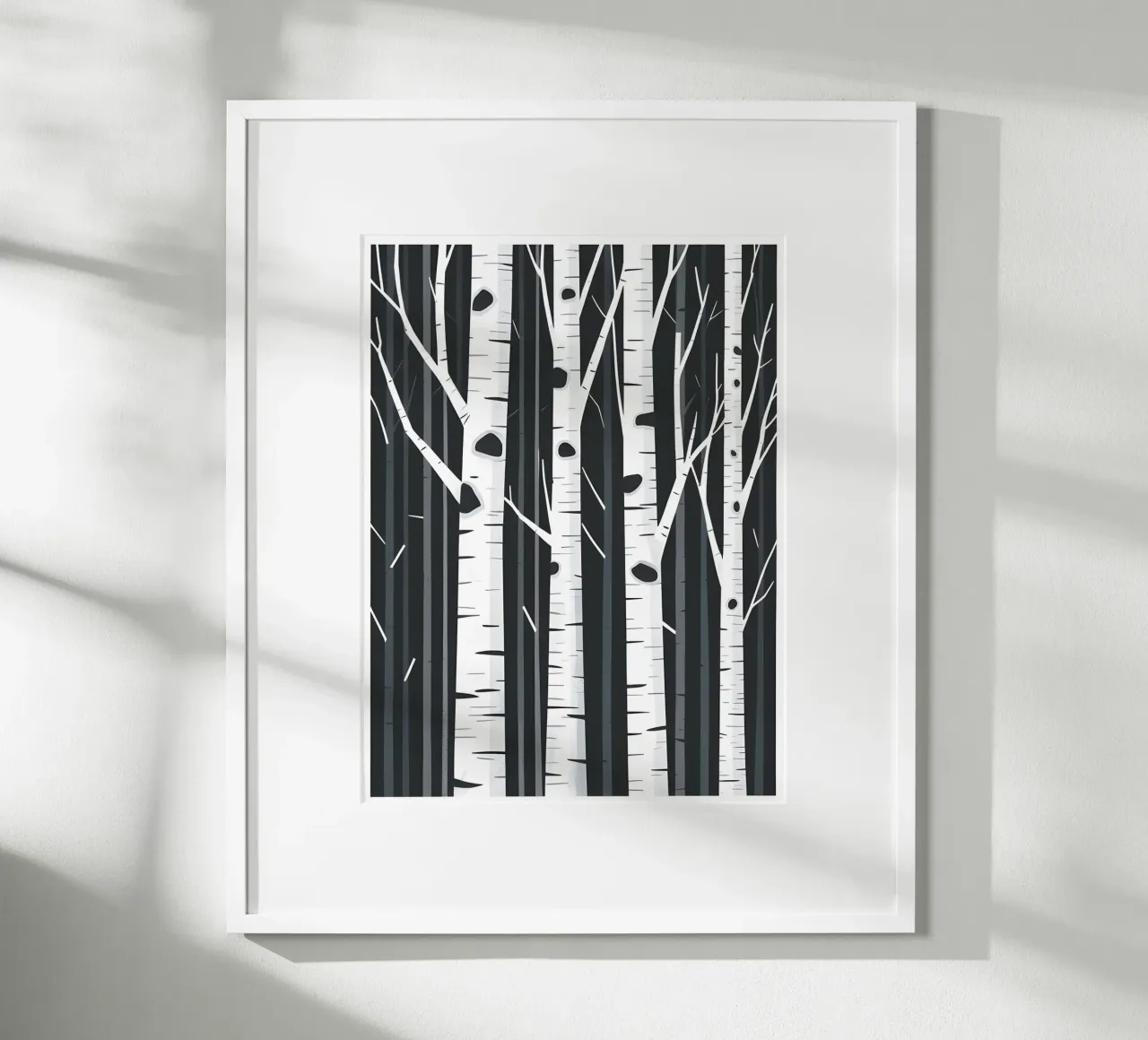 Tronchi di betulla poster con telaio in legno da The Green Room