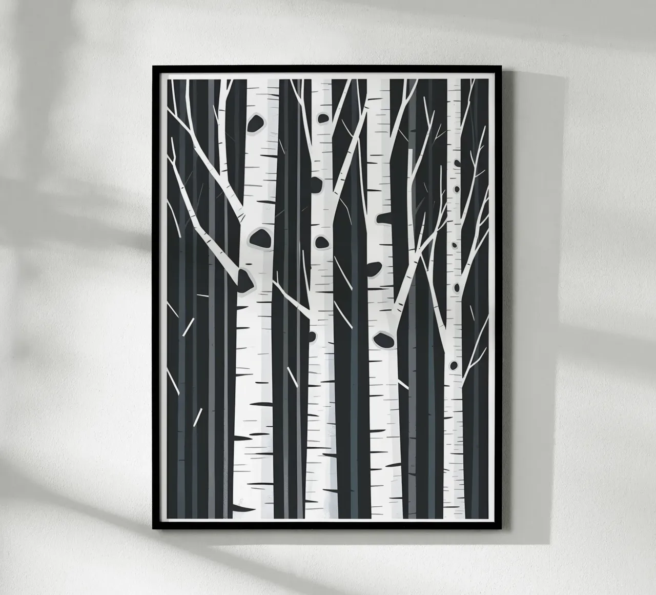 Tronchi di betulla poster con telaio in legno da The Green Room