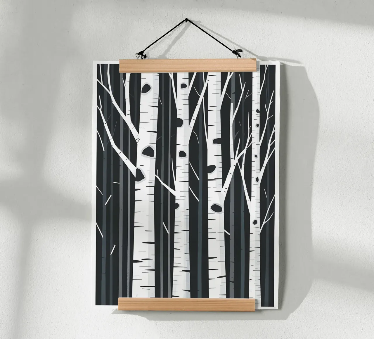 Tronchi di betulla poster con telaio in legno da The Green Room