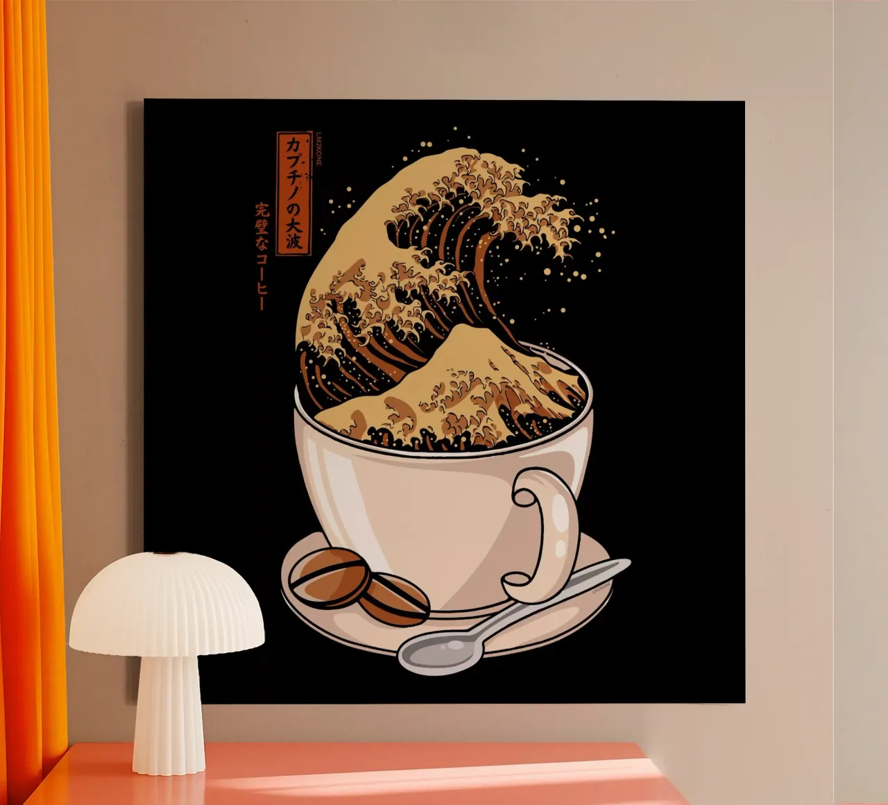 La grande onda del cappuccino tela con Cornice a cassetta da LM2KONE