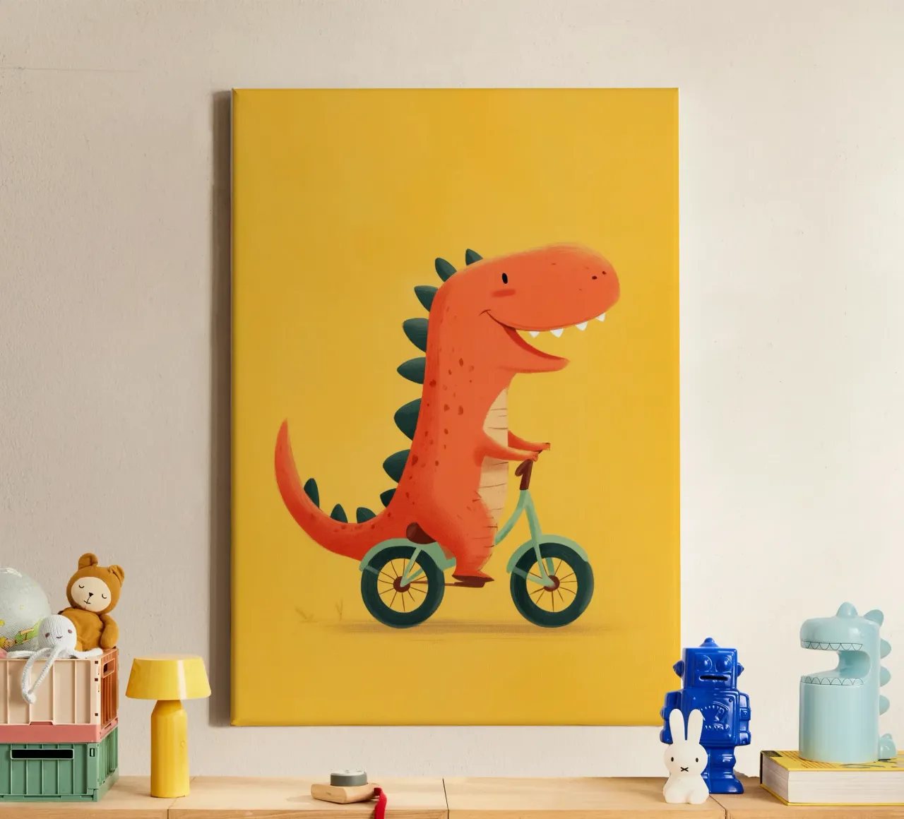Dino on Wheels tela con Cornice a cassetta da Kiara