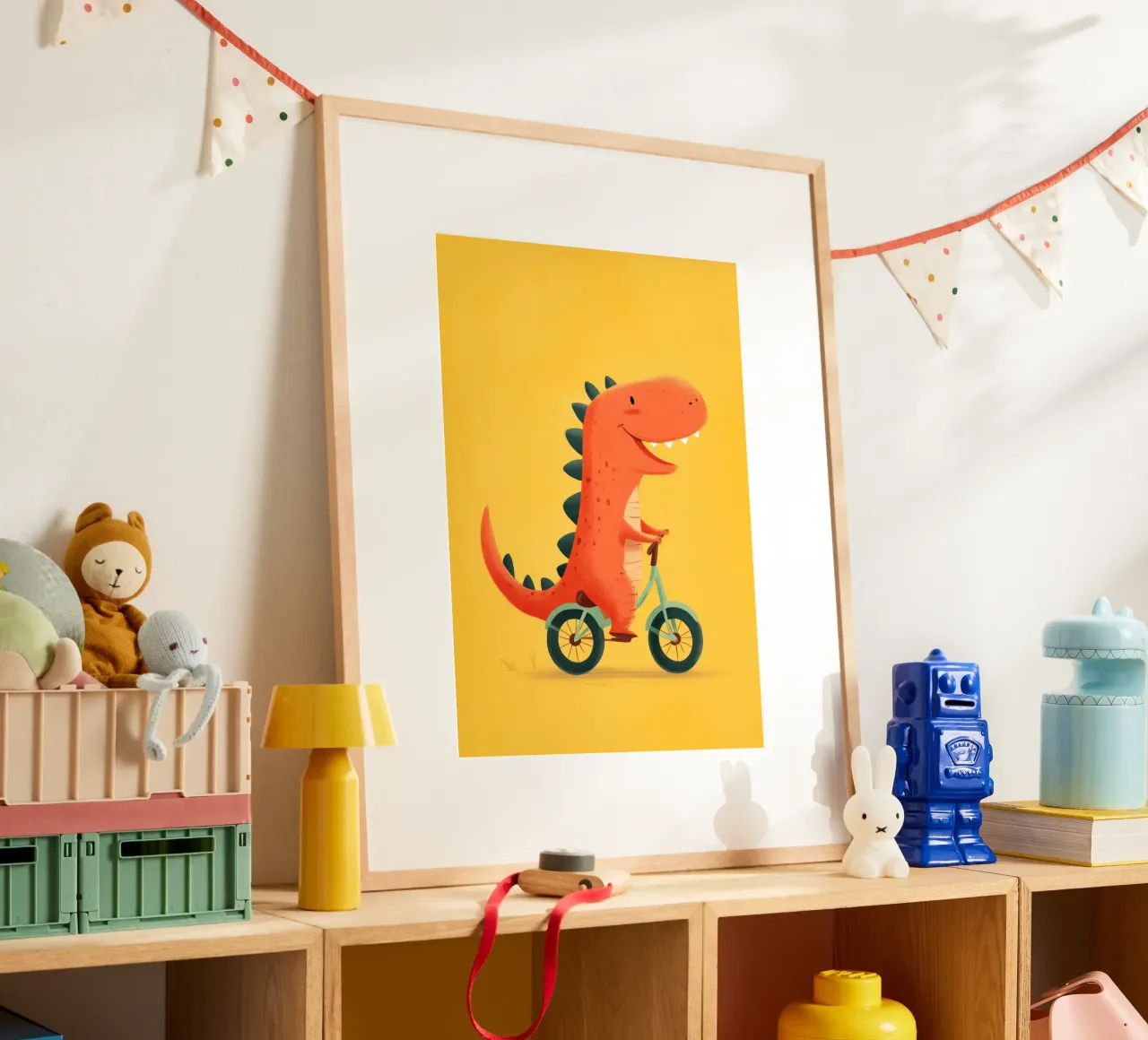 Dino on Wheels poster con telaio in plastica da Kiara