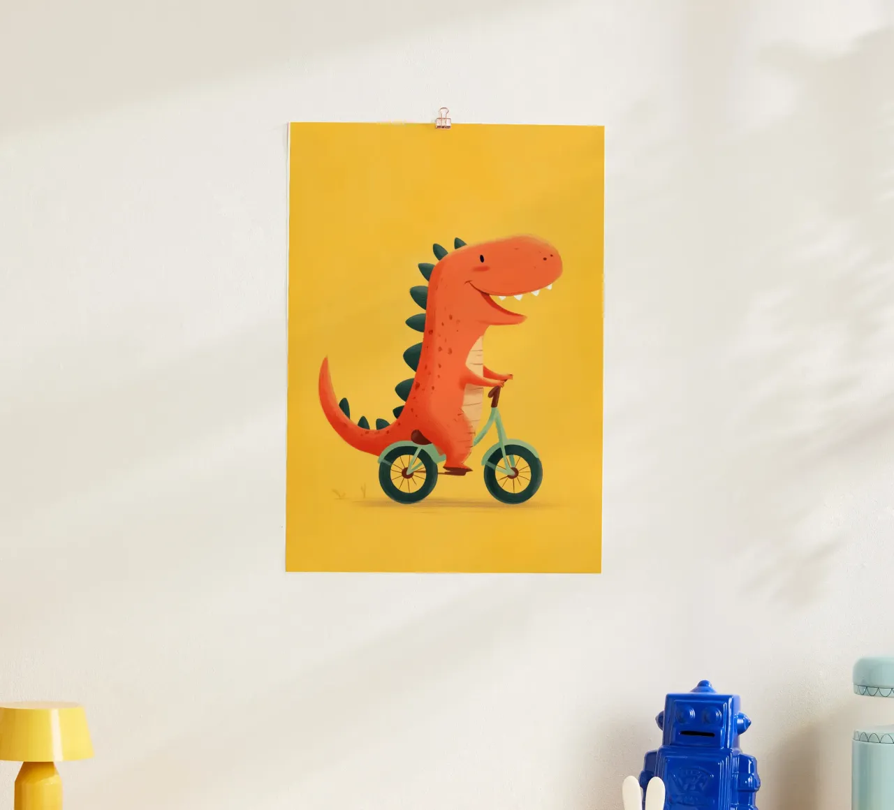 Dino on Wheels poster con telaio in plastica da Kiara