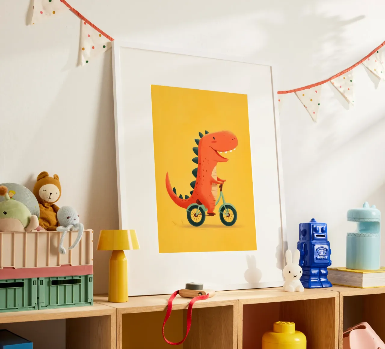 Dino on Wheels poster con telaio in plastica da Kiara
