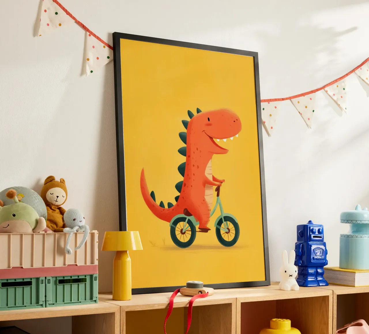 Dino on Wheels poster con telaio in plastica da Kiara