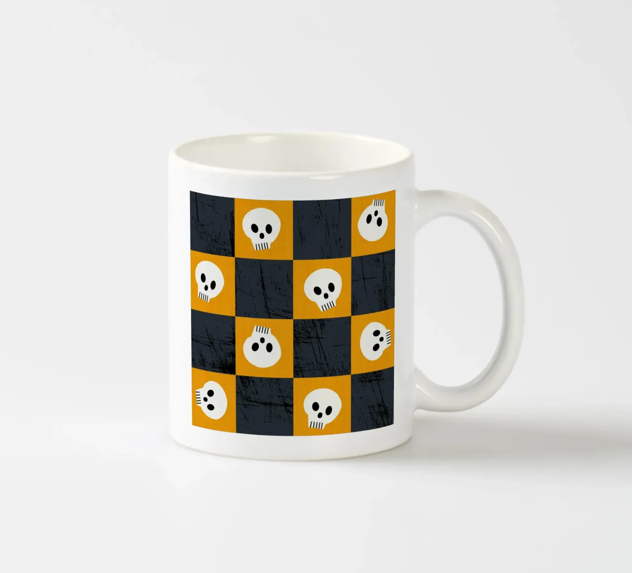 Teschio arancione a scacchiera - Modello gotico punk di Halloween tazza in ceramica da susanacosta