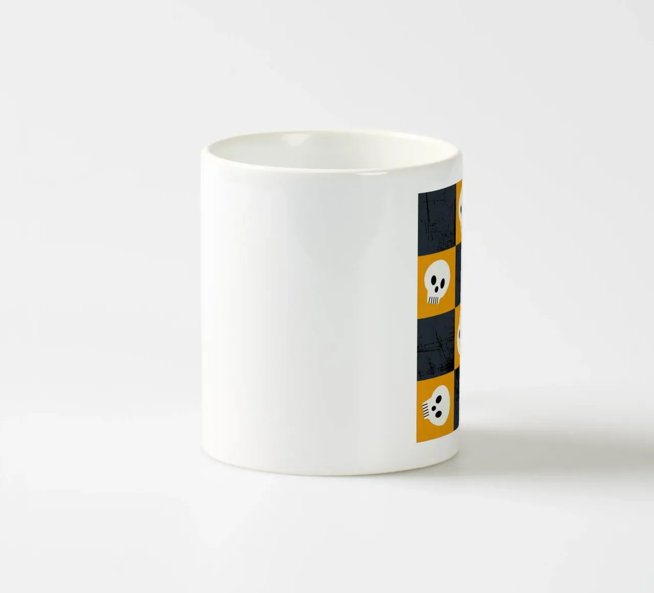 Teschio arancione a scacchiera - Modello gotico punk di Halloween tazza in ceramica da susanacosta