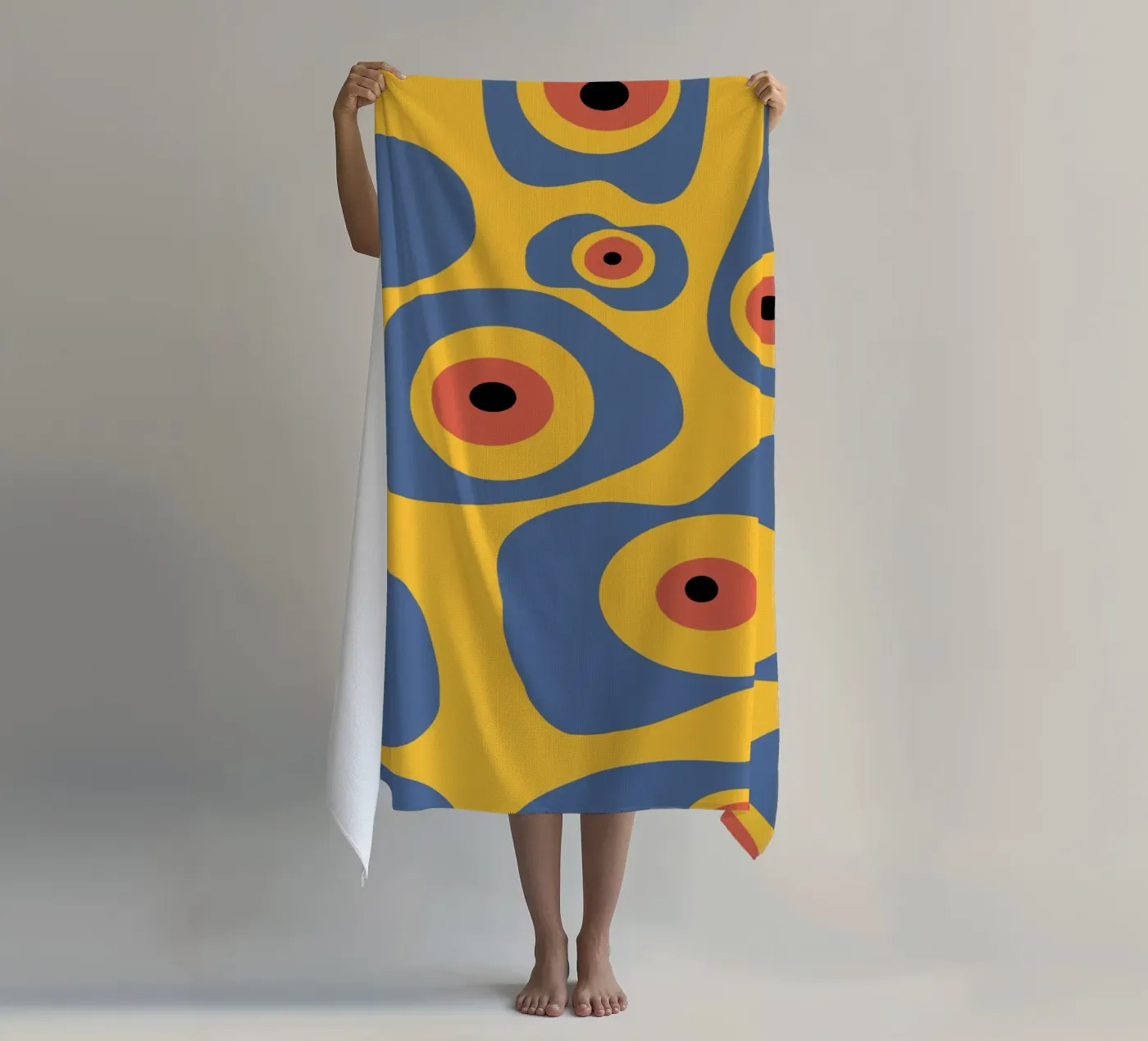 Evil eye pattern beach towel by Little Dean