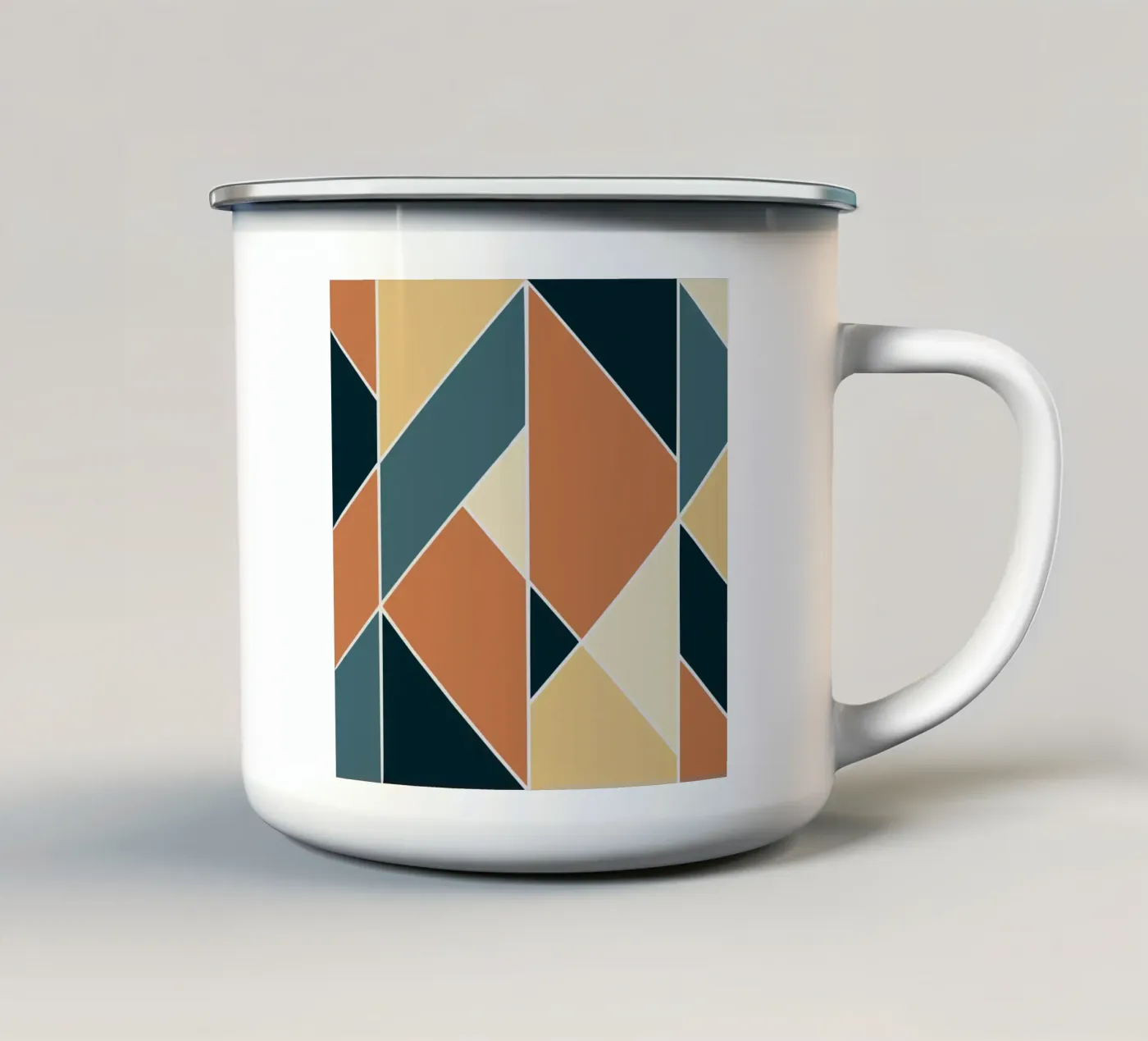 Geometric tile pattern enamel mug by Little Dean